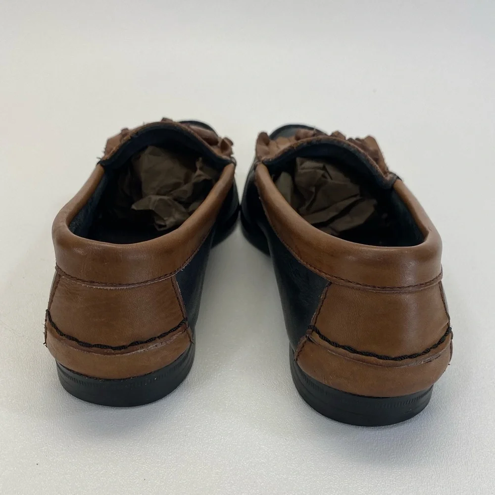 Buckingham Two-Tone Loafers Leather Brown Black Dress Shoe Mens 6.5 Womens 8